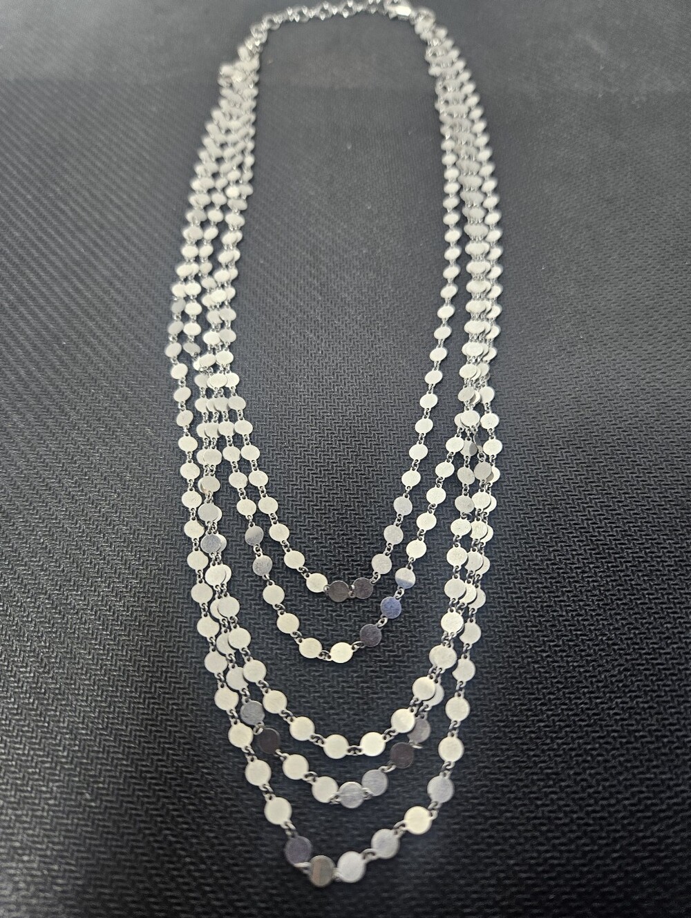 BIANCA MILANO Italy 925 Sterling Silver 5-Strand Disc Bib Necklace
